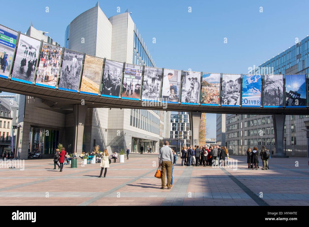 Una vista di edificio del Parlamento Europeo a Bruxelles Foto Stock