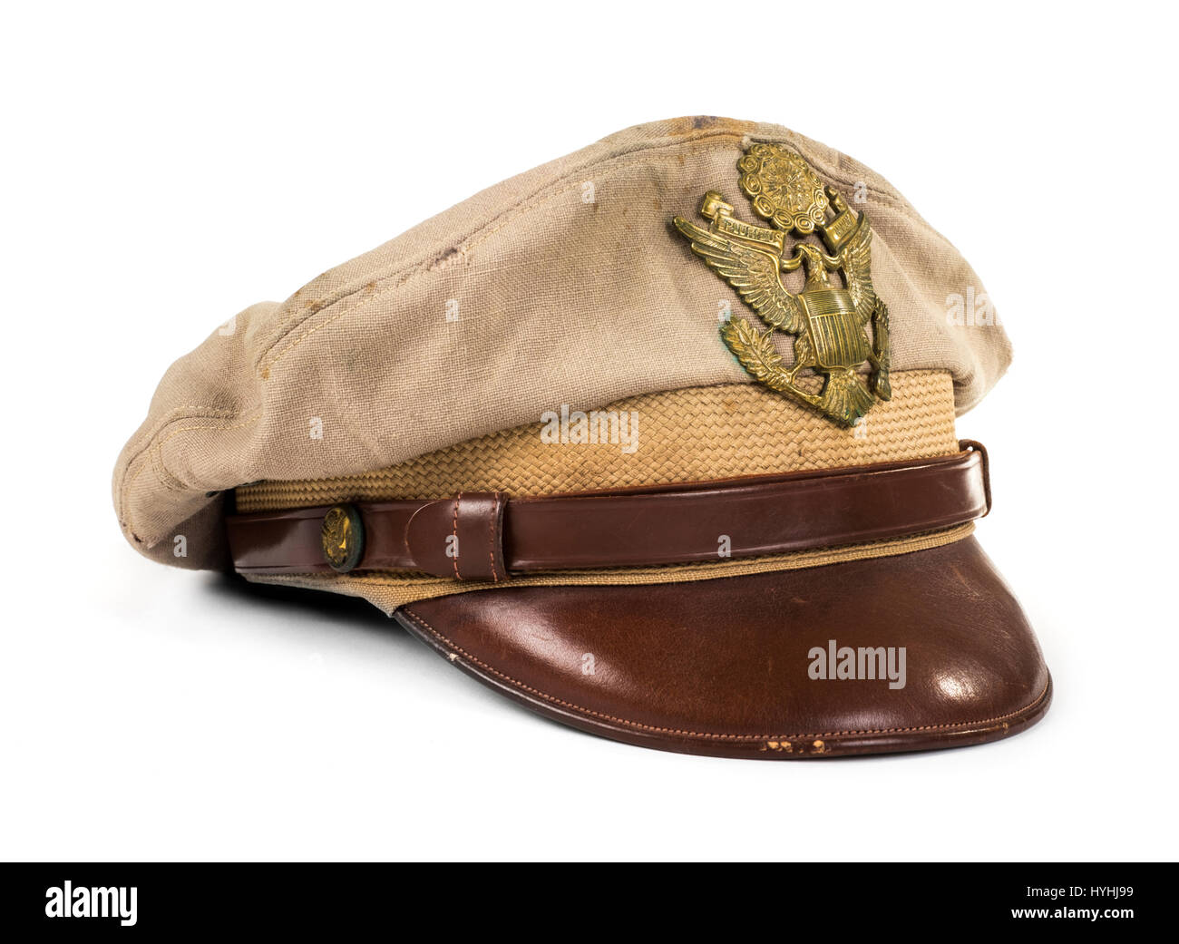 WWII US Army Officer's hat appartenenti al tenente G.W. Fitzgerald e realizzato da Rancroft Headwear uniforme Foto Stock