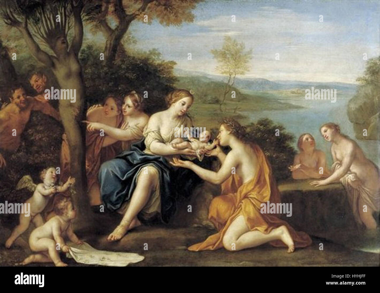 "La nascita di Adone', olio su rame dipinto di Marcantonio Franceschini, c. 1685 90, Staatliche Kunstsammlungen Dresden Foto Stock