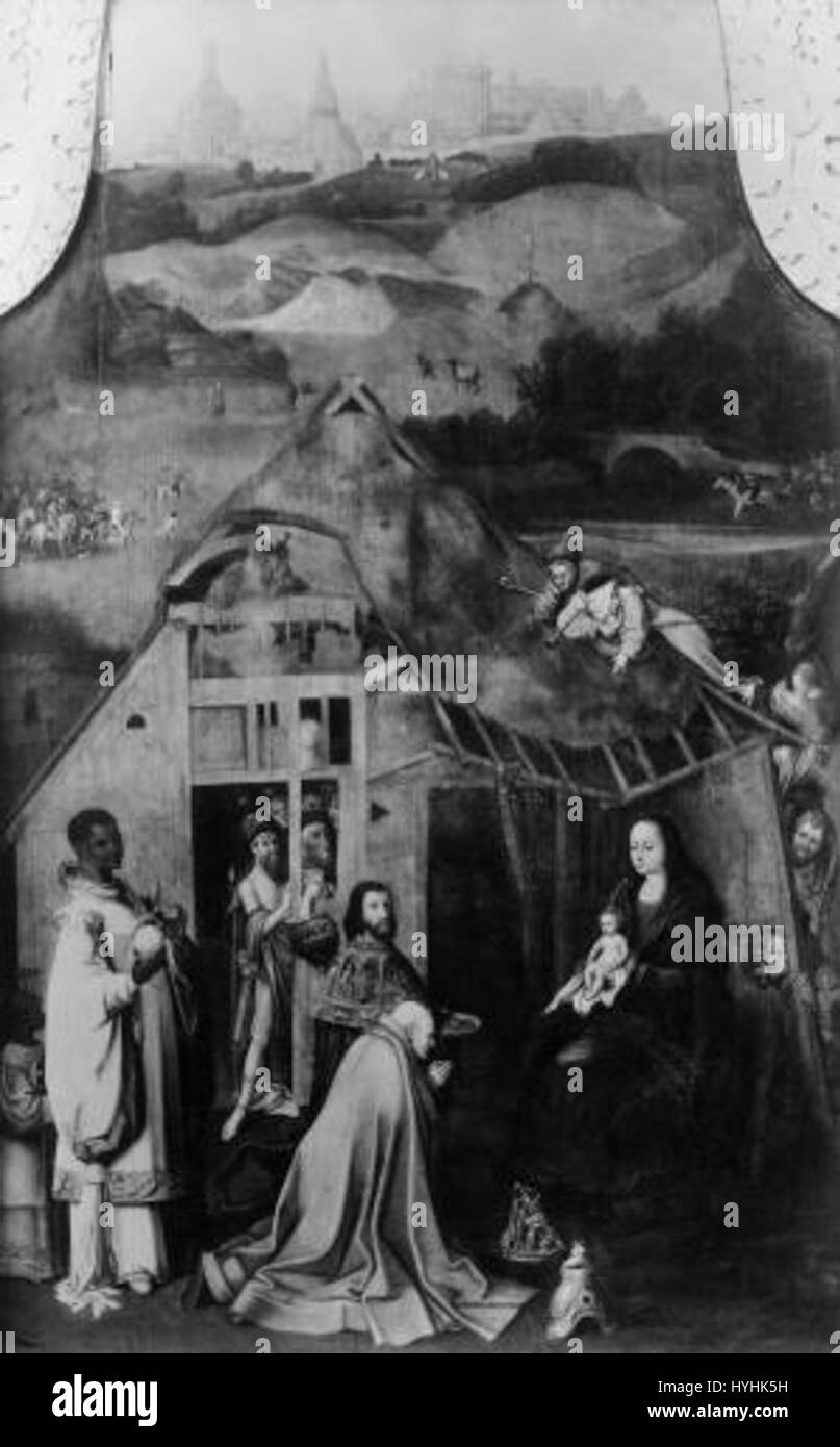 Un'opera d'arte creata secondo lo stile di Jheronimus Bosch, che riflette la sua visione surreale e fantastica con immagini dettagliate. Foto Stock Un'opera d'arte creata secondo lo stile di Jheronimus Bosch, che riflette la sua visione surreale e fantastica con immagini dettagliate. Foto Stock