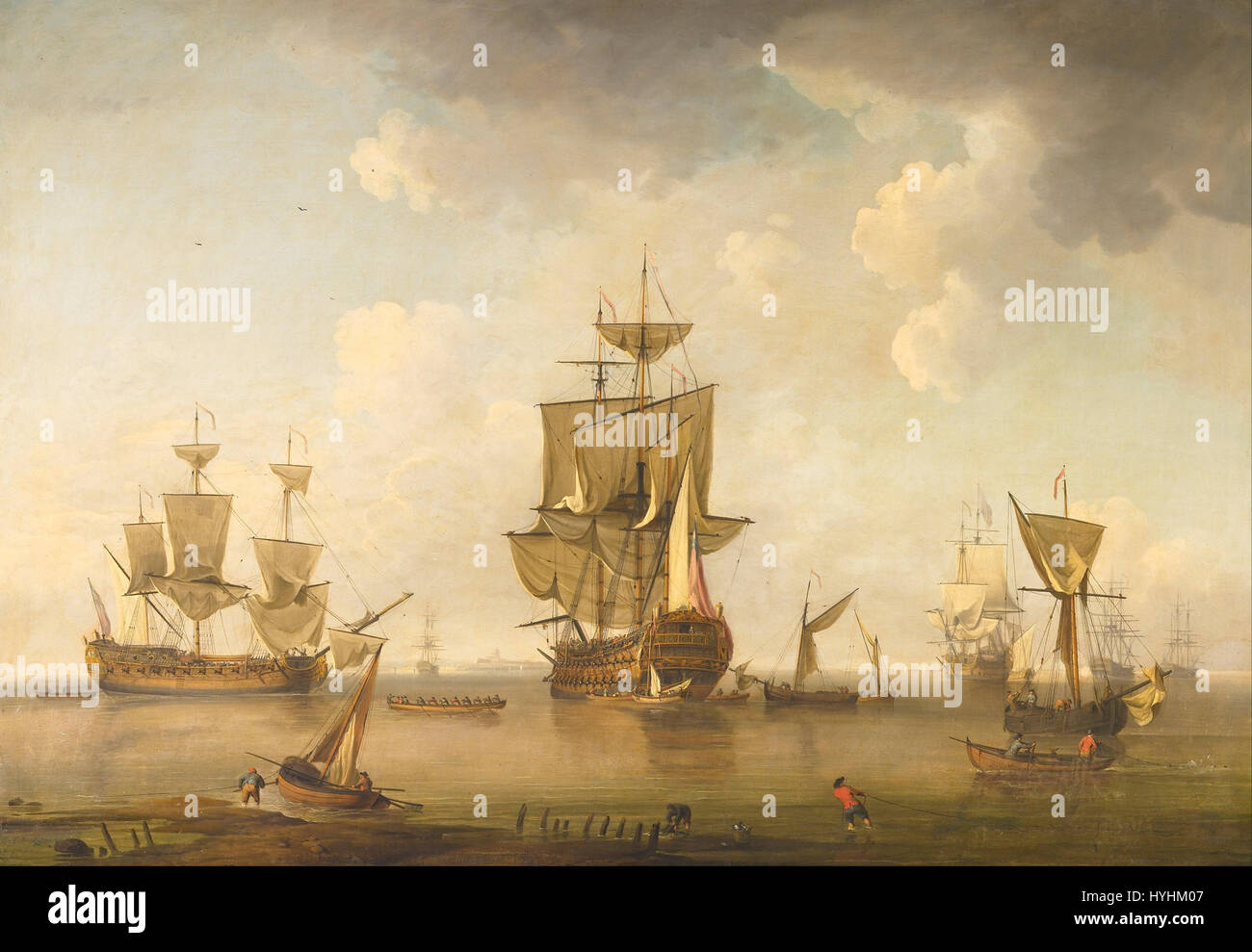 Charles Brooking (attribuito ) uomini di guerra in porto a Google Art Project Foto Stock