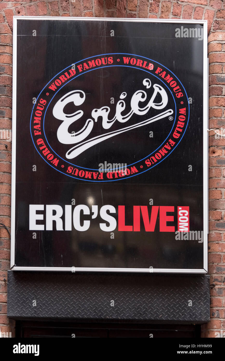 Eric's Club accedi Mathew Street Liverpool la casa natale dei Beatles. Foto Stock