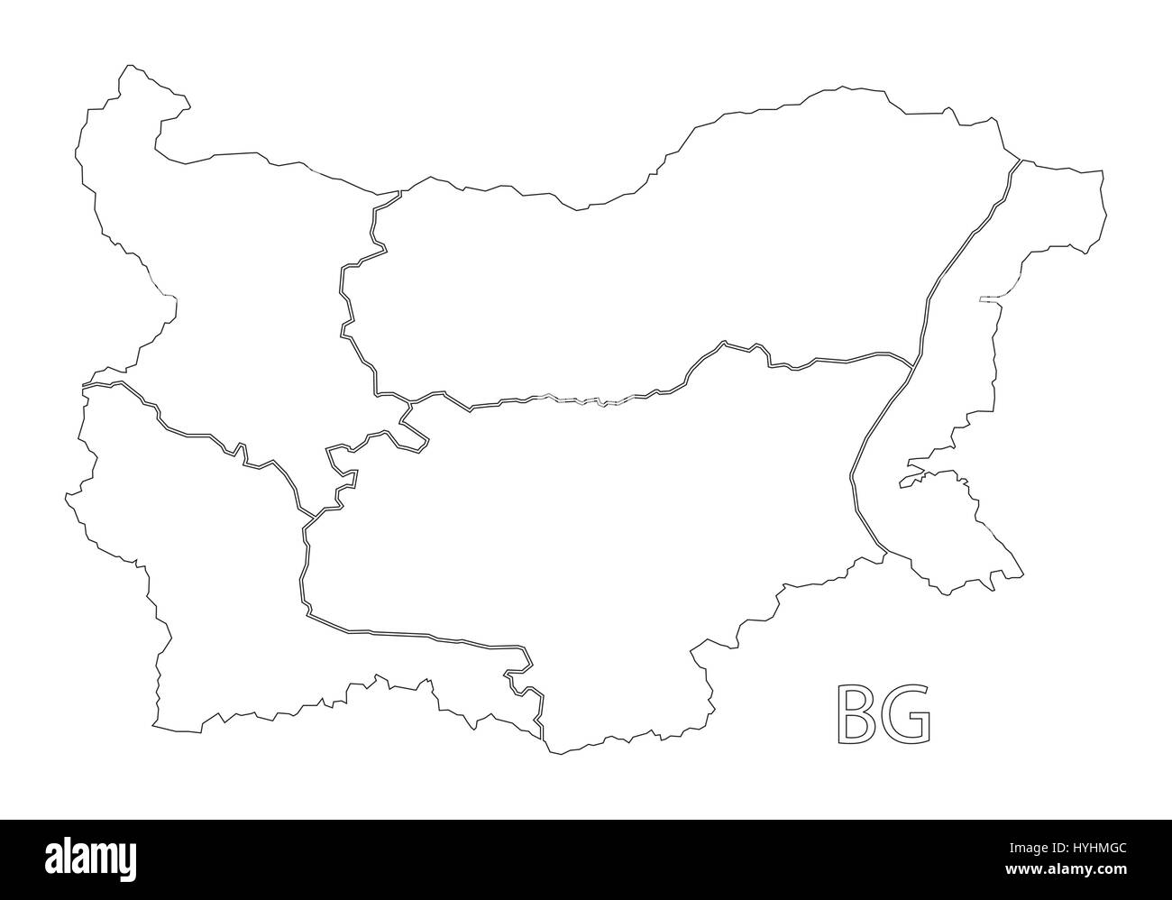 La Bulgaria delineano silhouette illustrazione mappa con le province Illustrazione Vettoriale