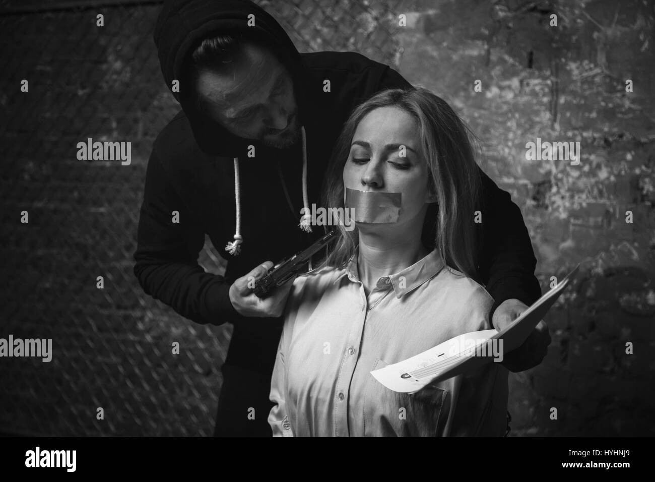 Hotheaded furiosa rapitore vittime esigenti firma Foto Stock