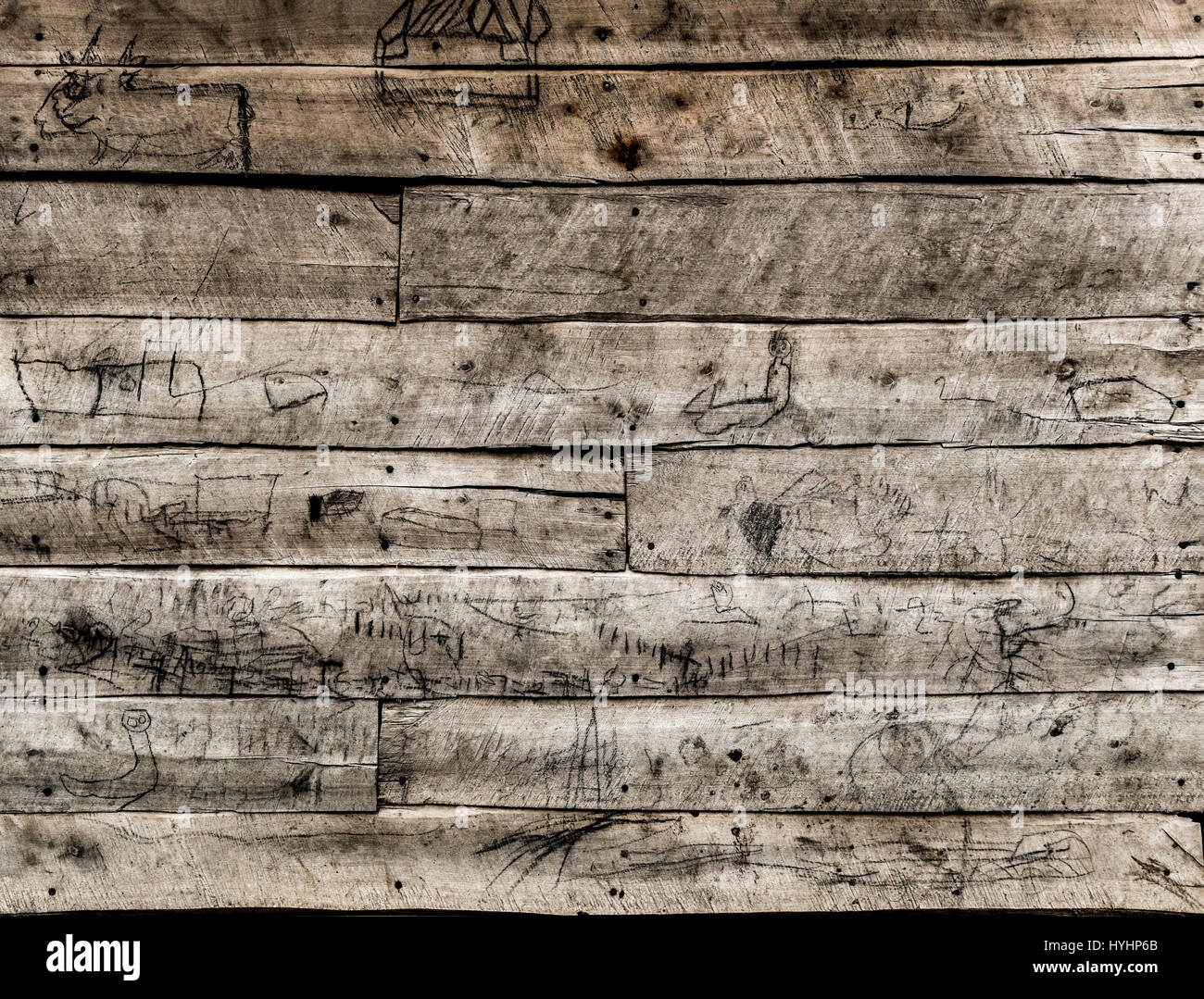 Storia di fatti a mano su woodboard nel Nord Kivu Foto Stock