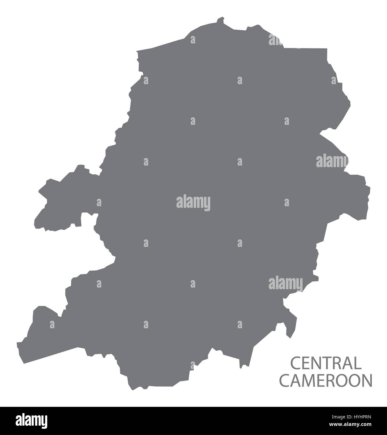 Centrale provincia del Camerun mappa illustrazione grigio silhouette Illustrazione Vettoriale