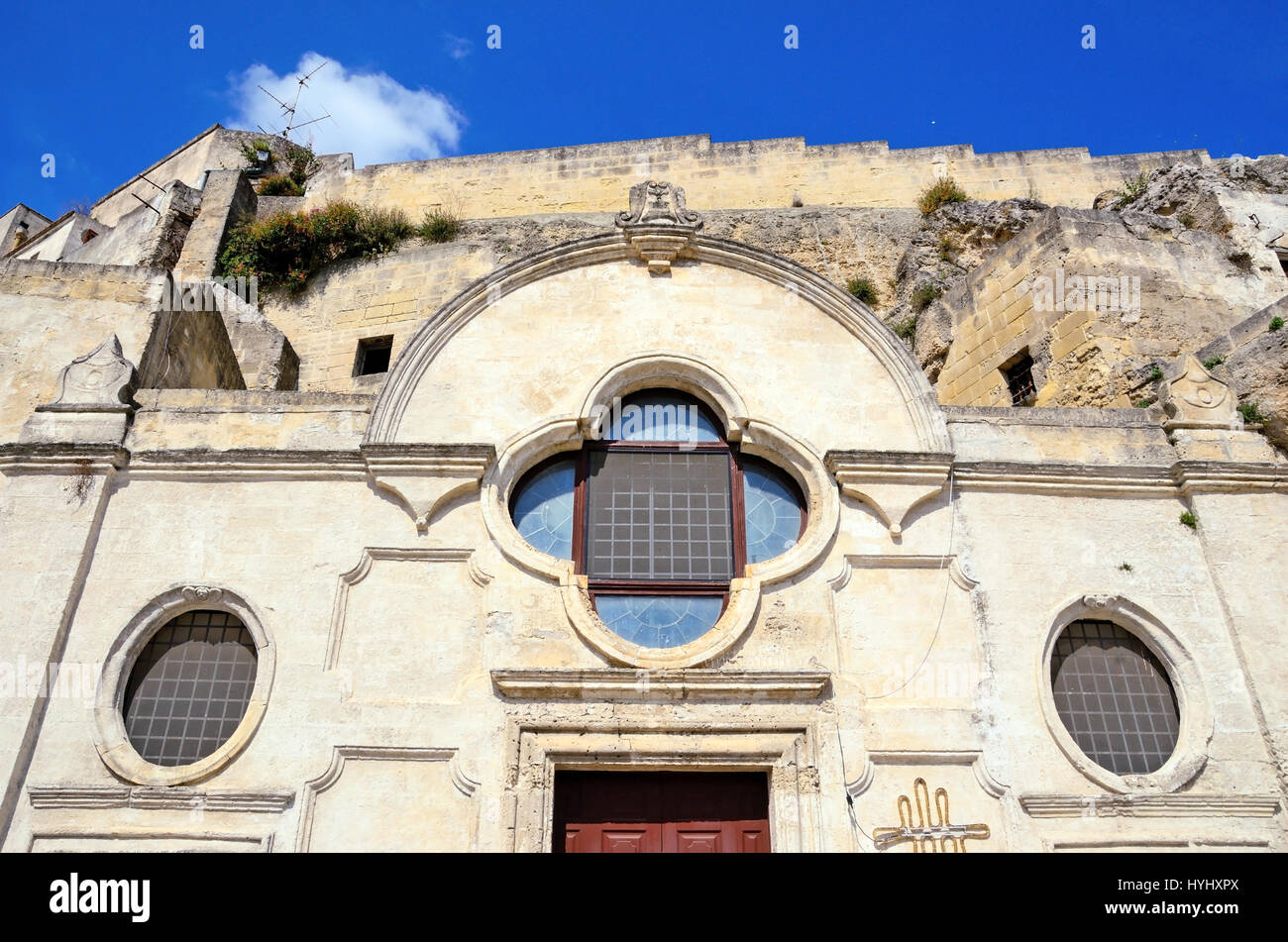 Grotta la chiesa di San Pietro Barisano Matera Basilicata Italia Foto Stock