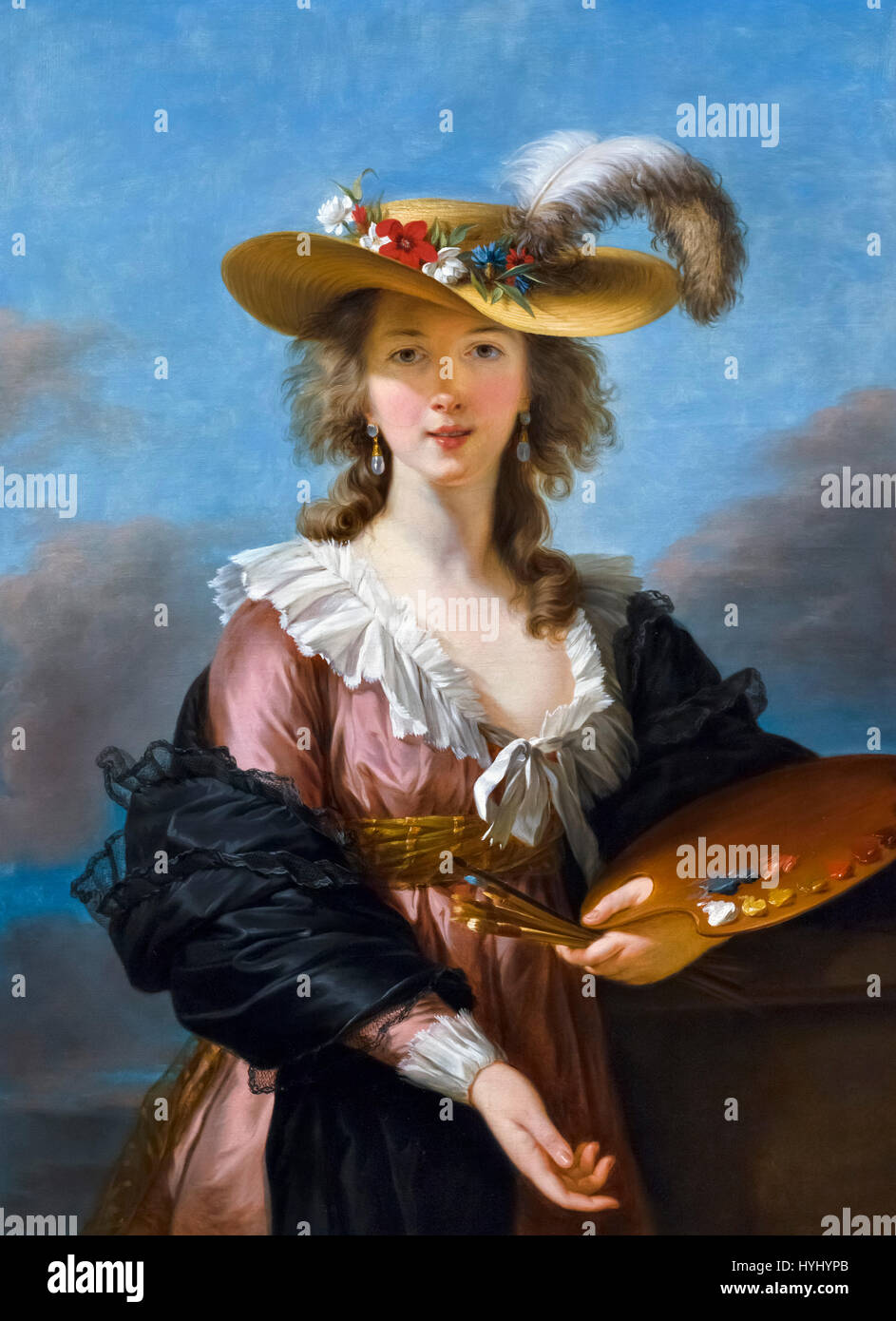 Élisabeth Vigée le Brun (1755-1842) "il ritratto di sé in un cappello di paglia", olio su tela, dopo il 1782. Foto Stock