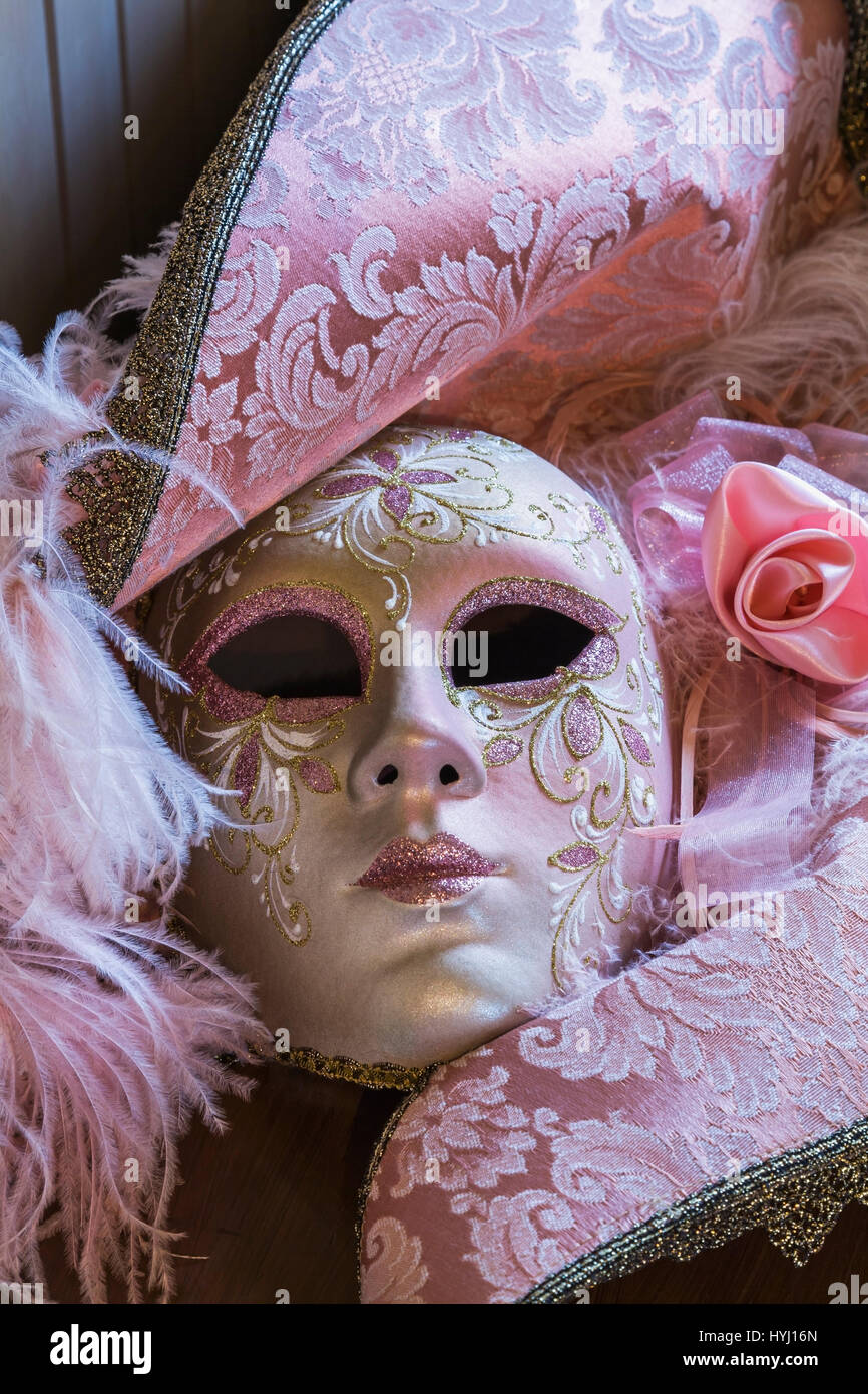 Seta ricamata femmina decorativo maschera veneziana Foto Stock