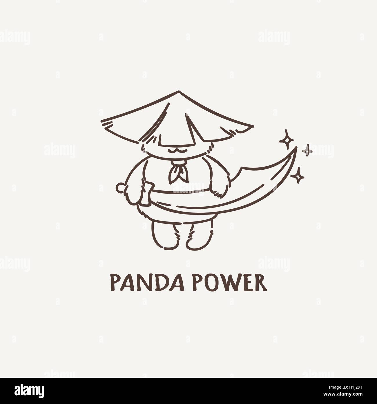 Power panda con una sciabola spada. La fauna selvatica, ecologia, di pace e di amicizia. Illustrazione Vettoriale