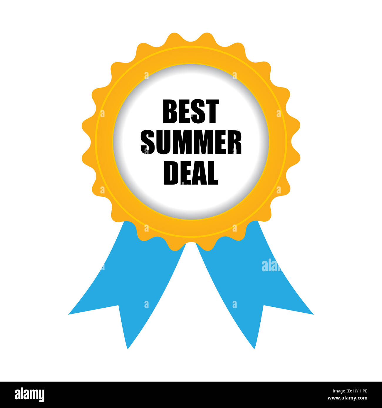 Best summer deal badge, blu-giallo design Foto Stock