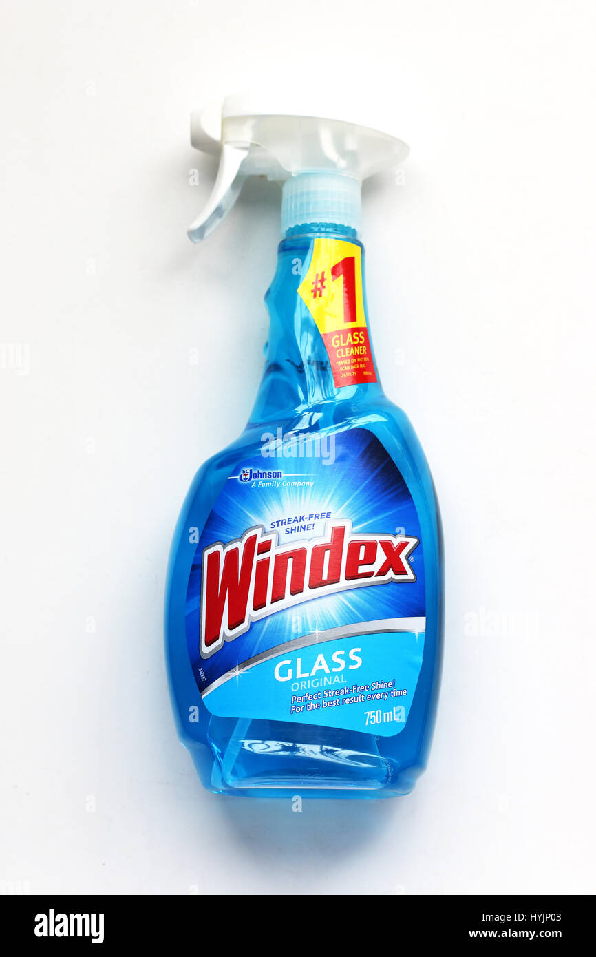 Windex detergente per vetri isolati contro uno sfondo bianco Foto Stock
