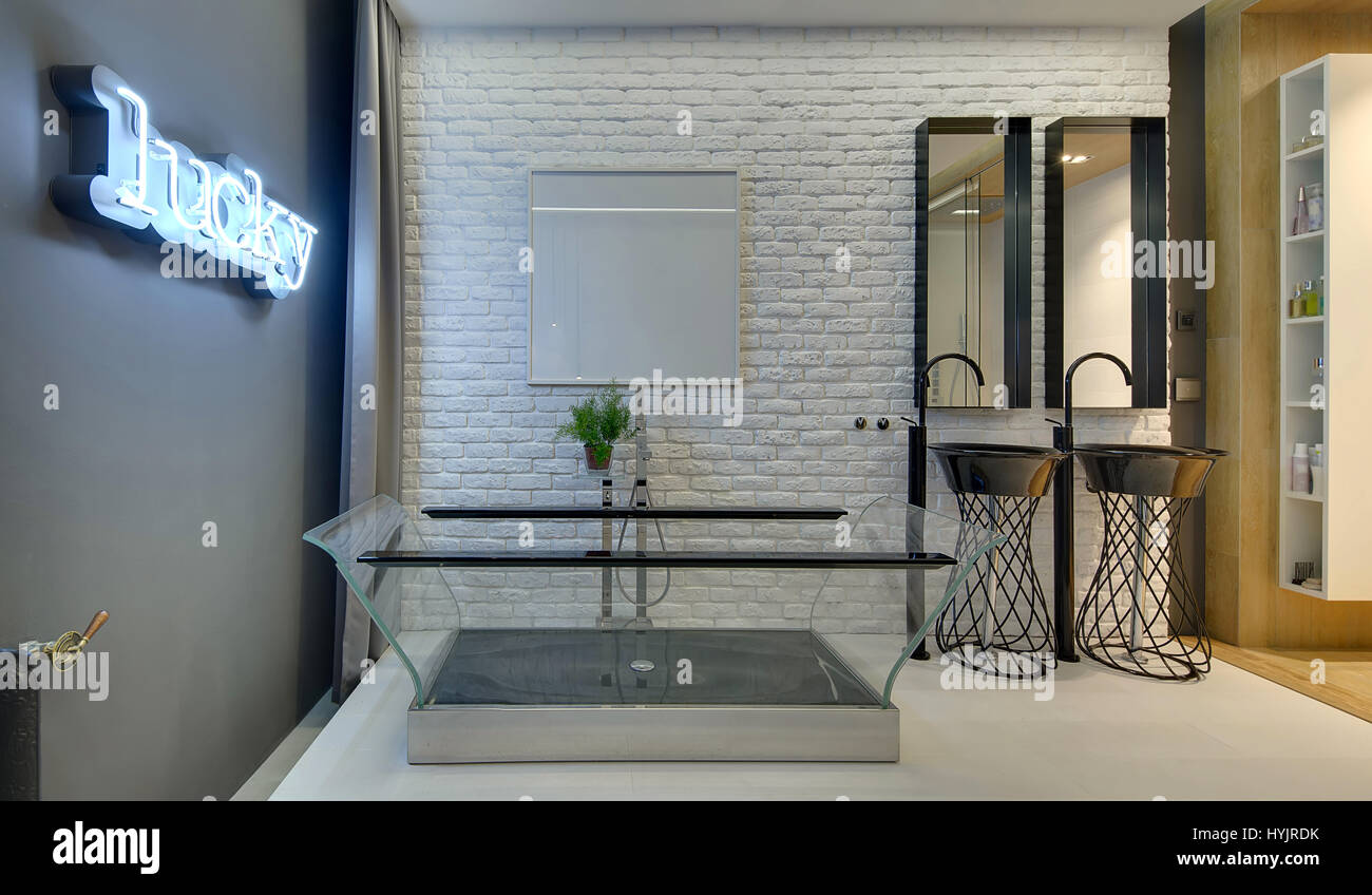 Bagno in stile loft Foto Stock