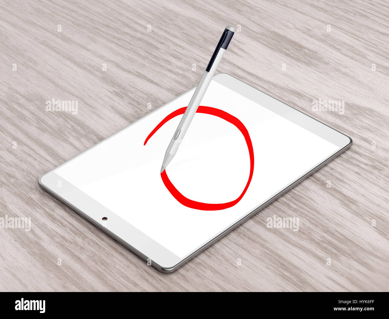 Cerchio da disegno con la penna digitale sul computer tablet Foto Stock