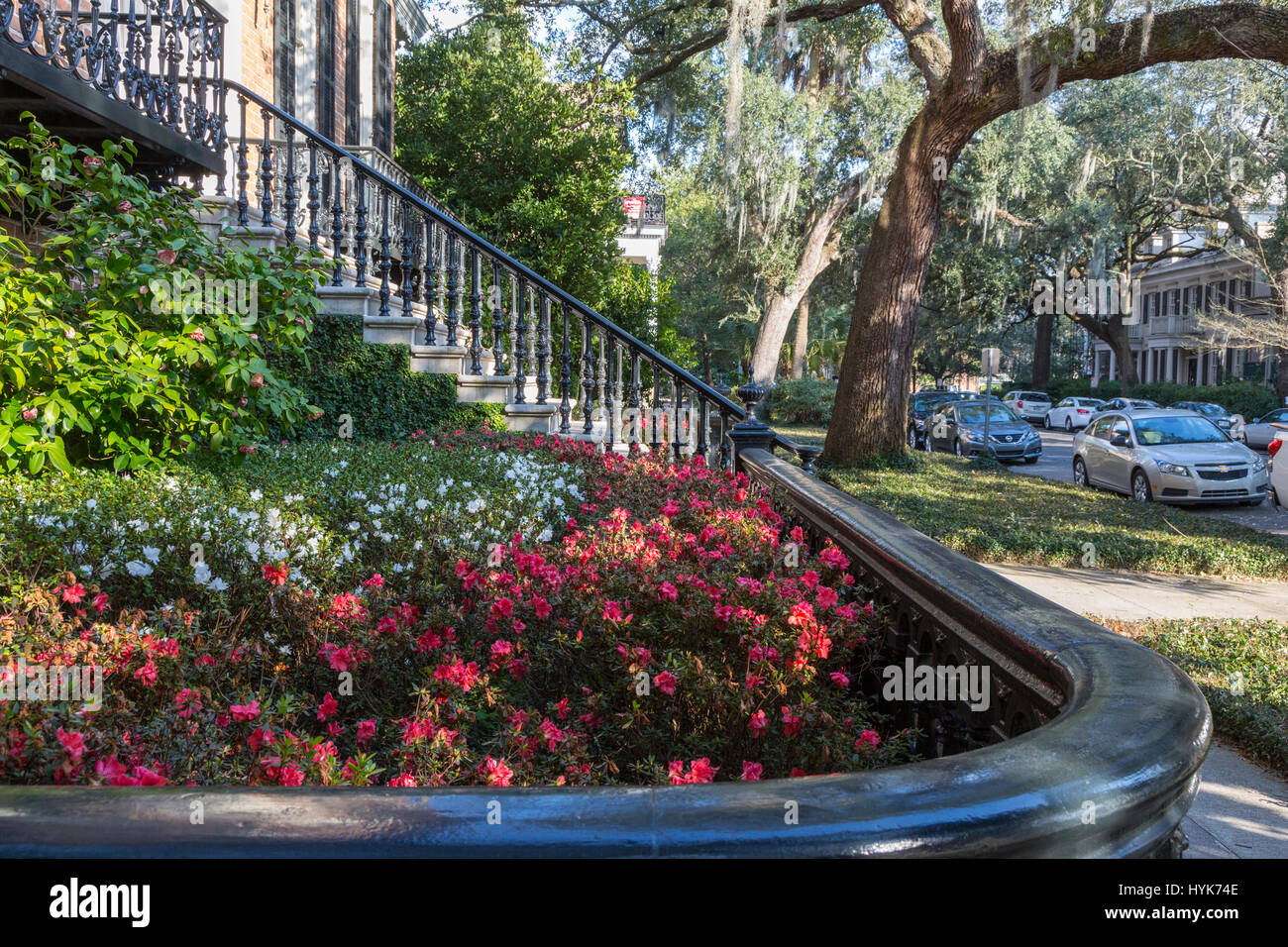 Savannah, Georgia. Casa su Jones Street. Foto Stock