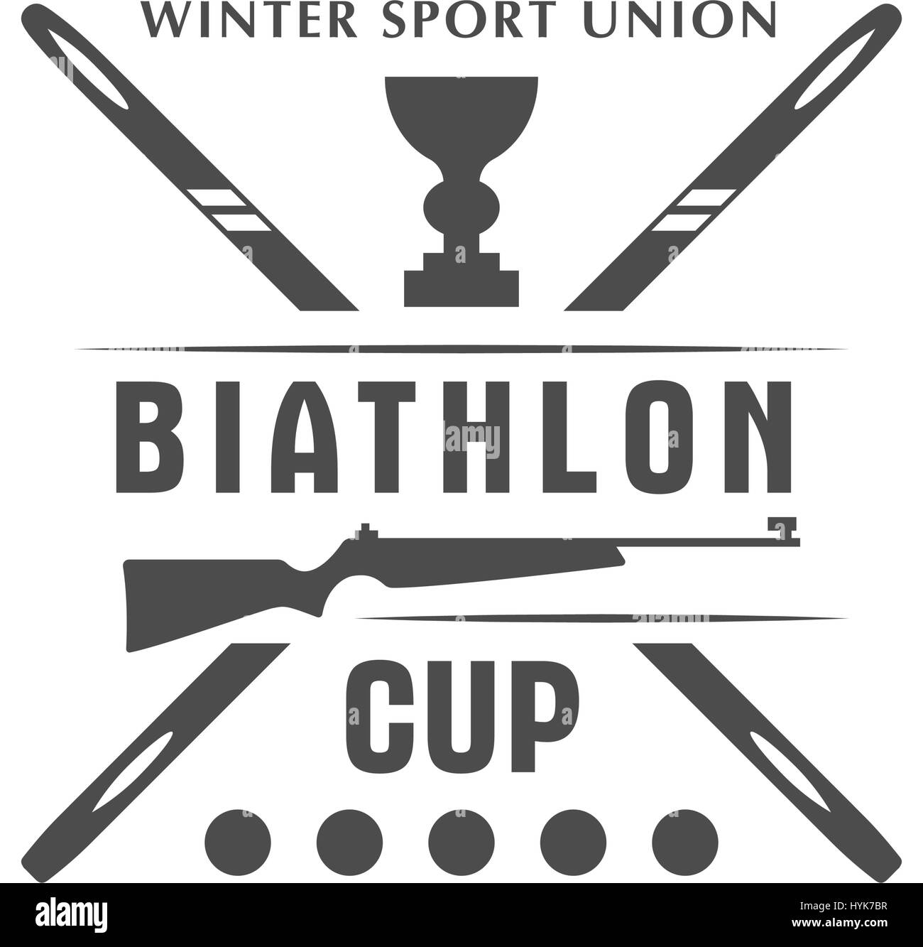 Il logo di biathlon badge. Illustrazione Vettoriale. Sport invernali emblema isolato Illustrazione Vettoriale