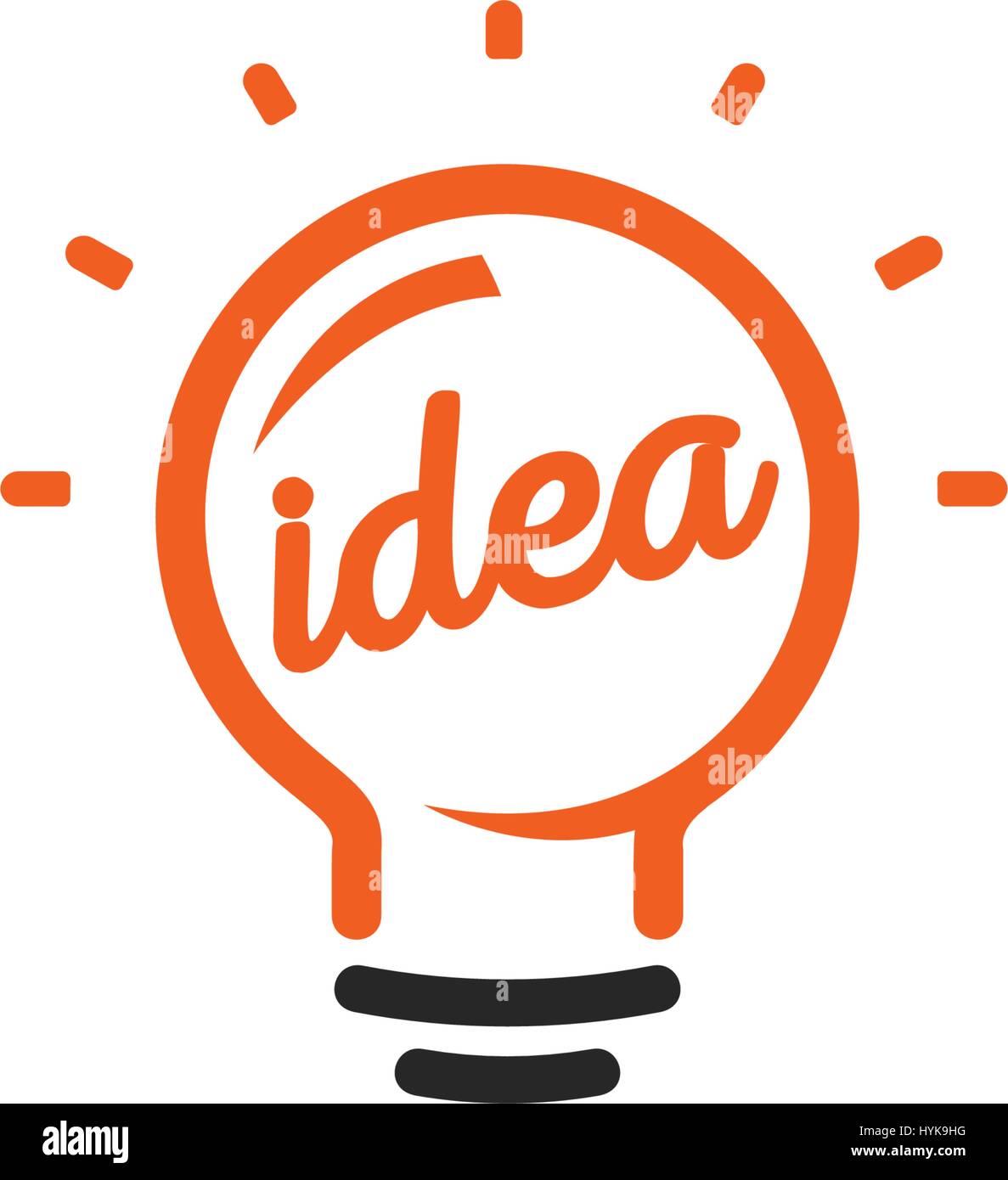 Abstract isolato di colore arancione lampadina logotipo di contorno, illuminazione logo su sfondo bianco, idea simbolo illustrazione vettoriale Illustrazione Vettoriale