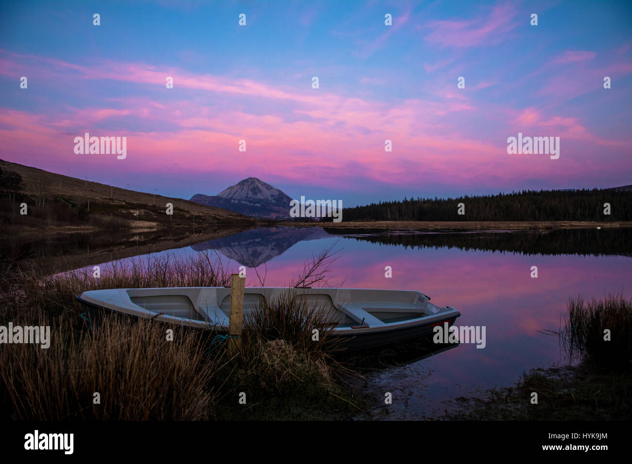 Errigal Mountain Sunset Gweedore Dunlewey Donegal Irlanda Foto Stock