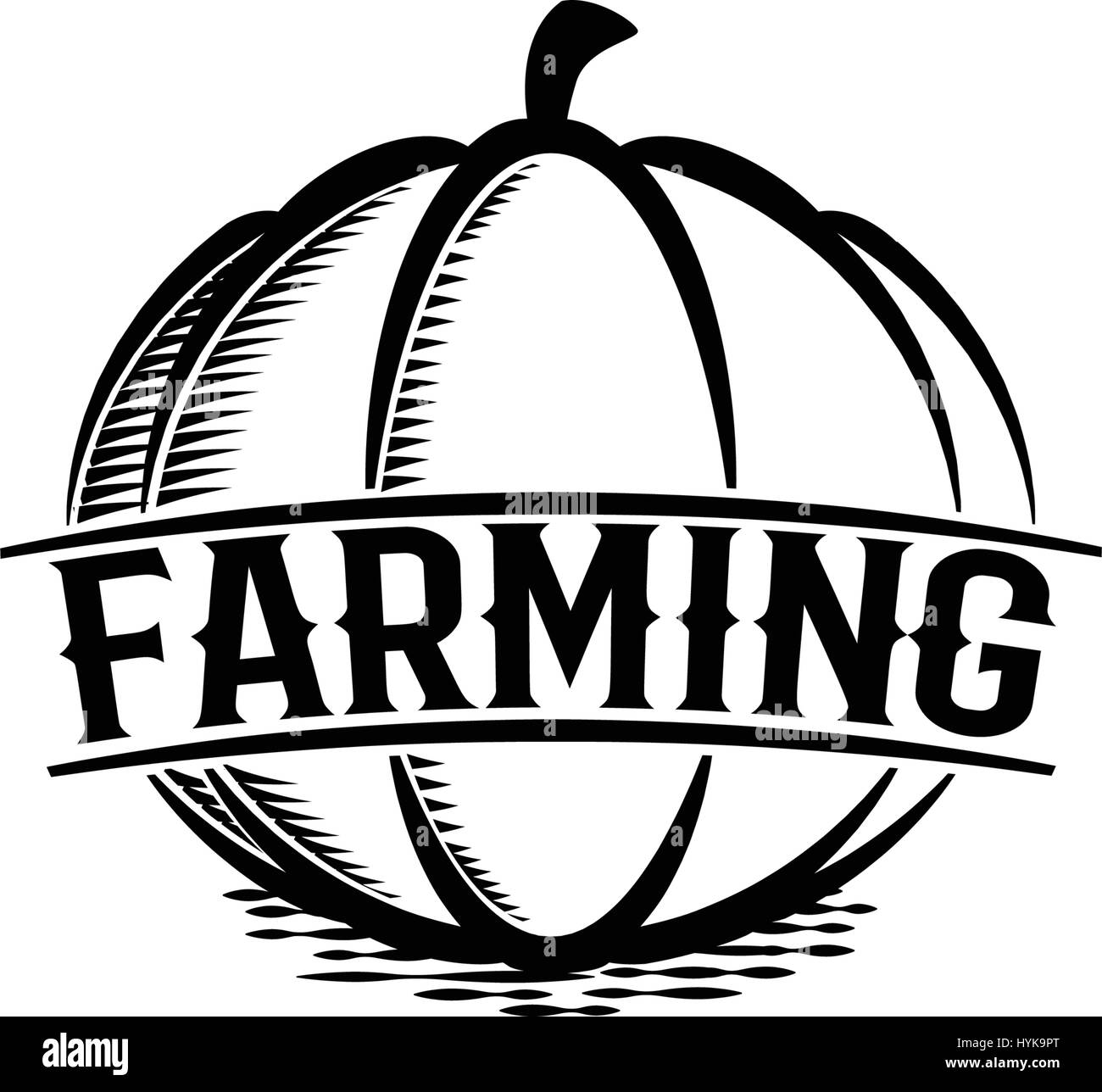 Abstract isolato di colore nero di forma rotonda zucca logo su sfondo bianco, logotipo allevamento,autunno vegetale illustrazione vettoriale Illustrazione Vettoriale