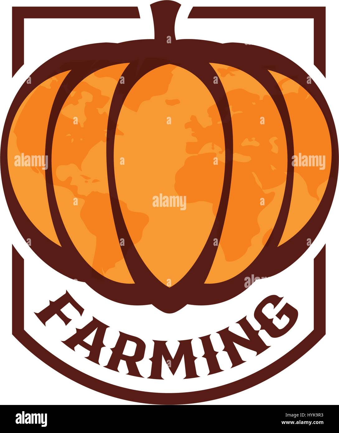 Abstract isolato di colore arancione forma rotonda zucca logo su sfondo bianco, logotipo allevamento,autunno vegetale illustrazione vettoriale Illustrazione Vettoriale