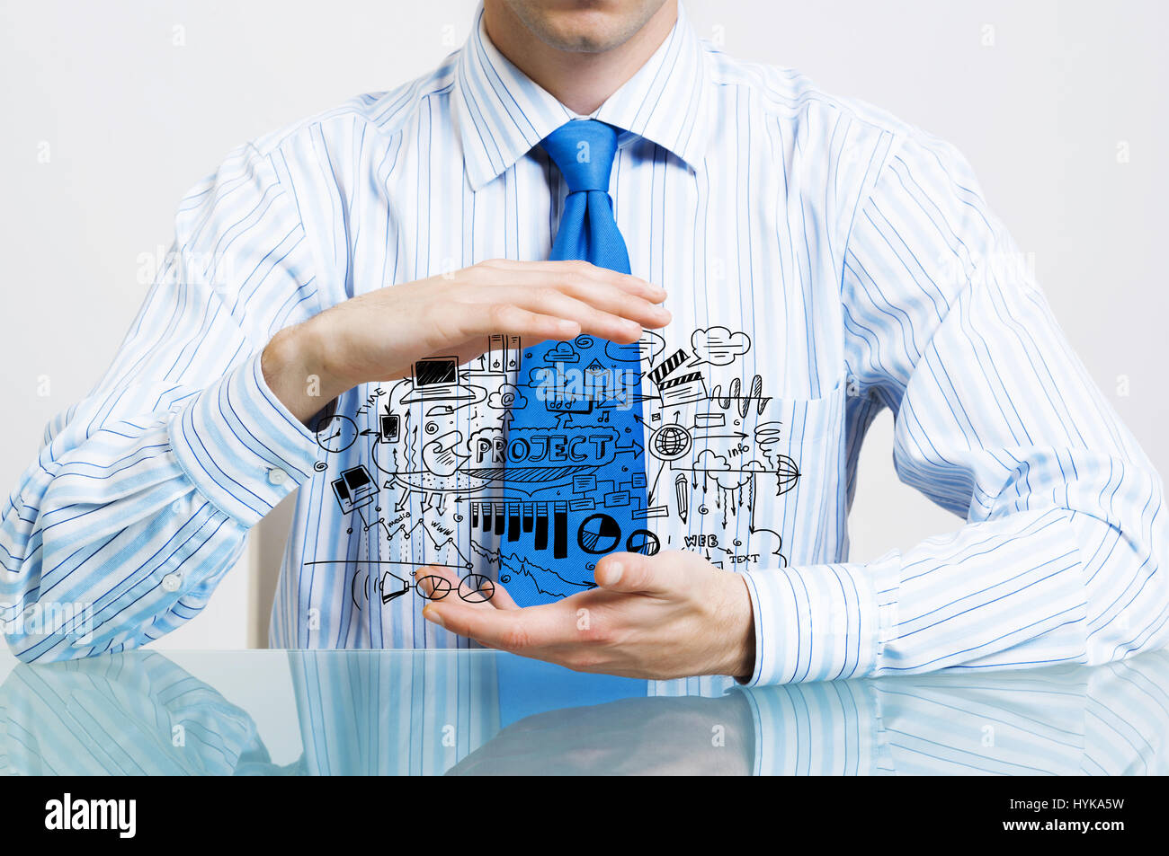 Imprenditore dimostrare il suo piano di business Foto Stock