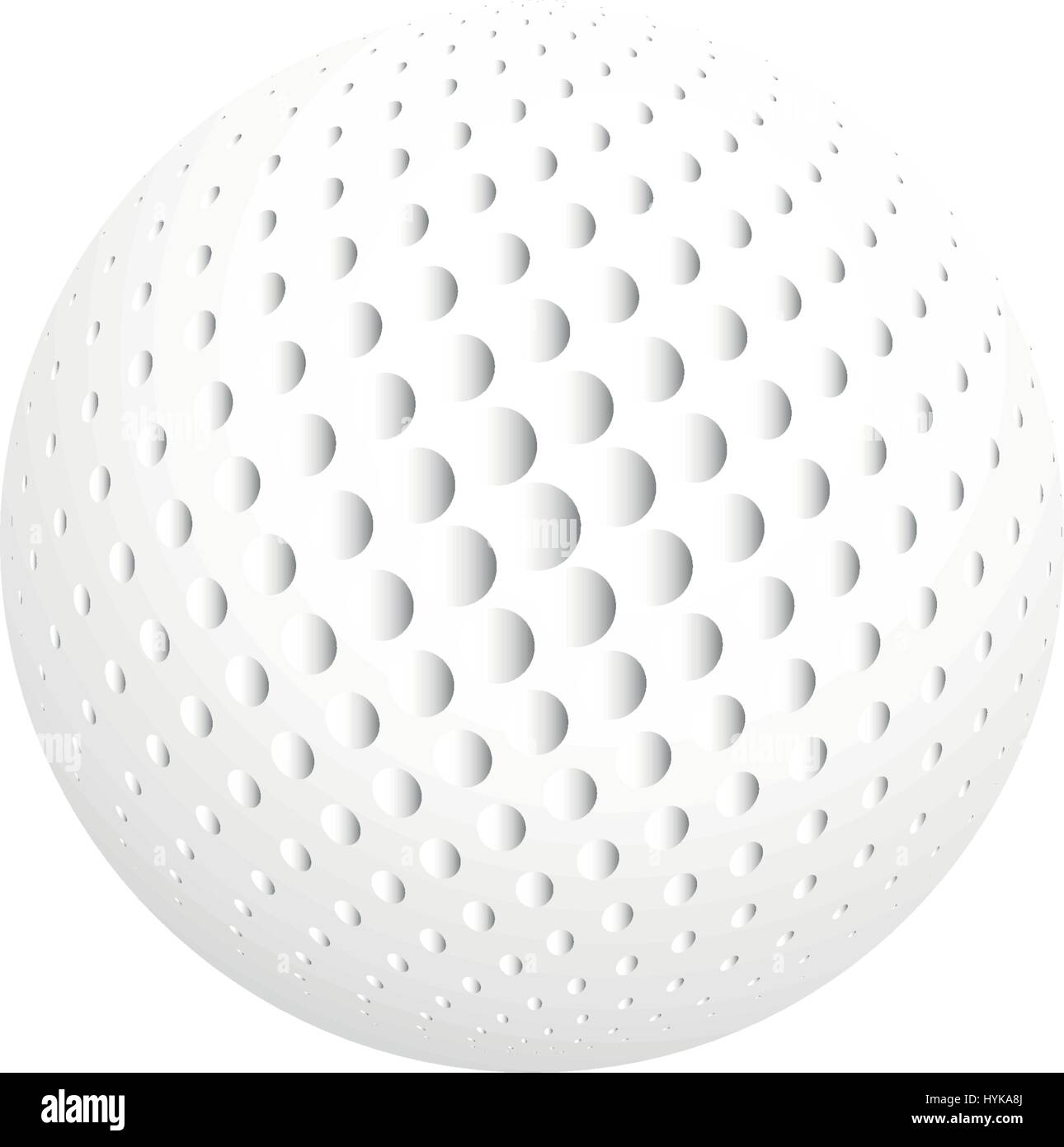 Abstract isolato di color bianco a forma rotonda, logo logotipo sfera, realistica pallina da golf su sfondo bianco Illustrazione Vettoriale