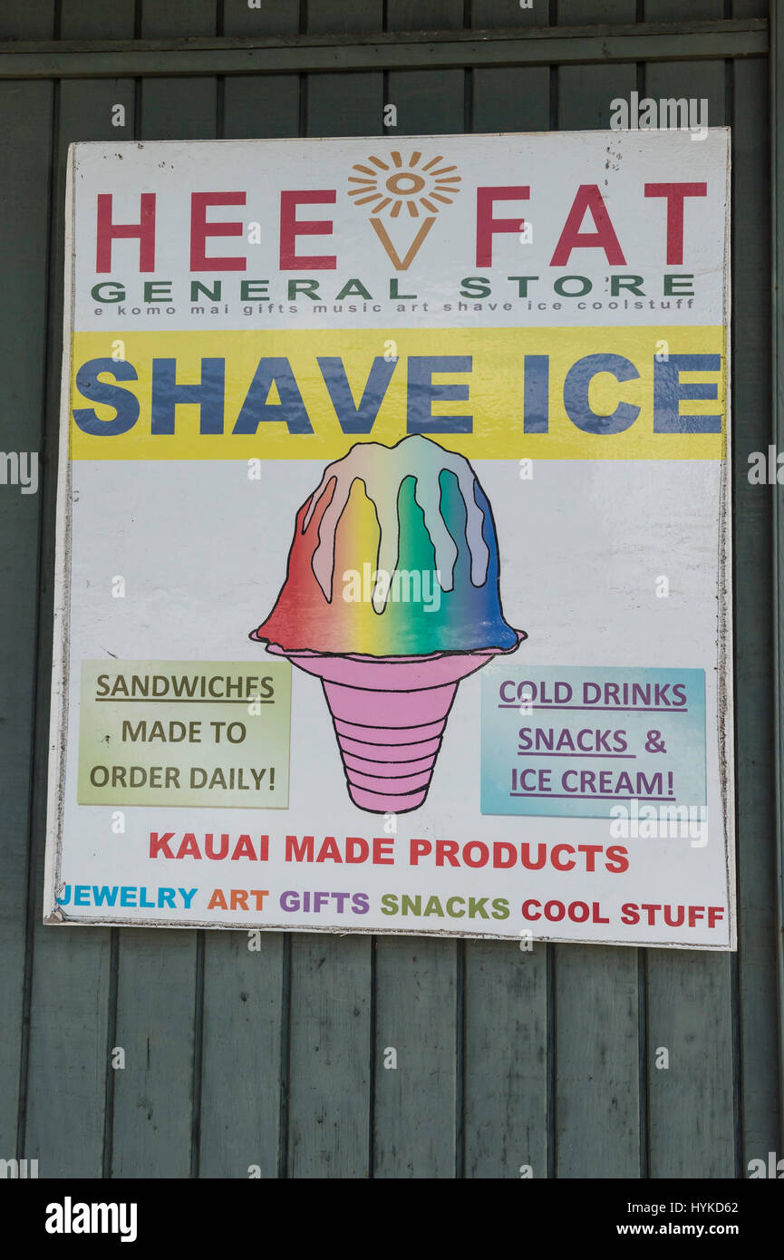 Hee Fat General Store segno, Kapa'a Kauai, Hawaii, STATI UNITI D'AMERICA Foto Stock