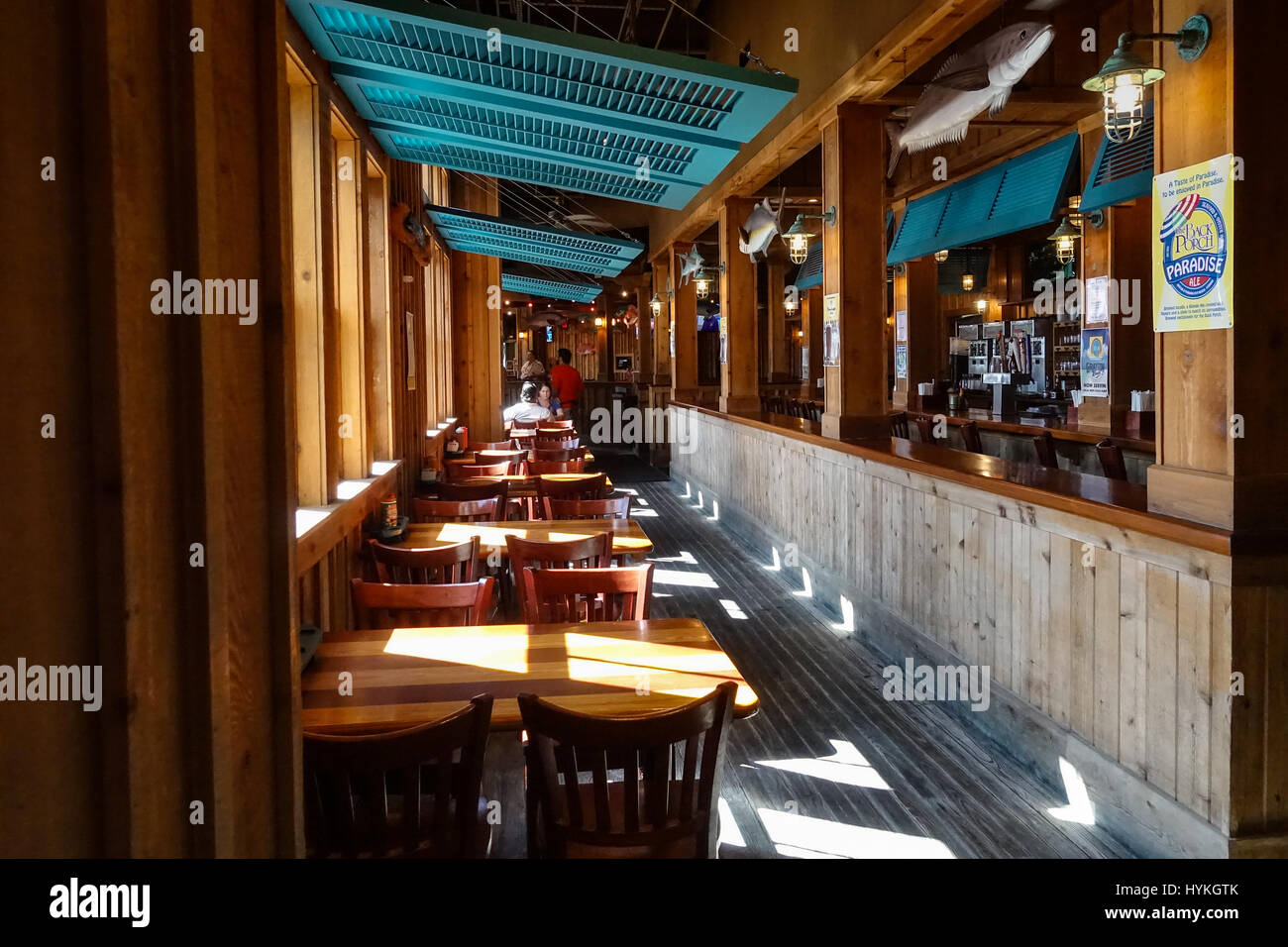 Bar al portico sul retro ristorante al Molo Park, Panama City Beach, Florida Foto Stock