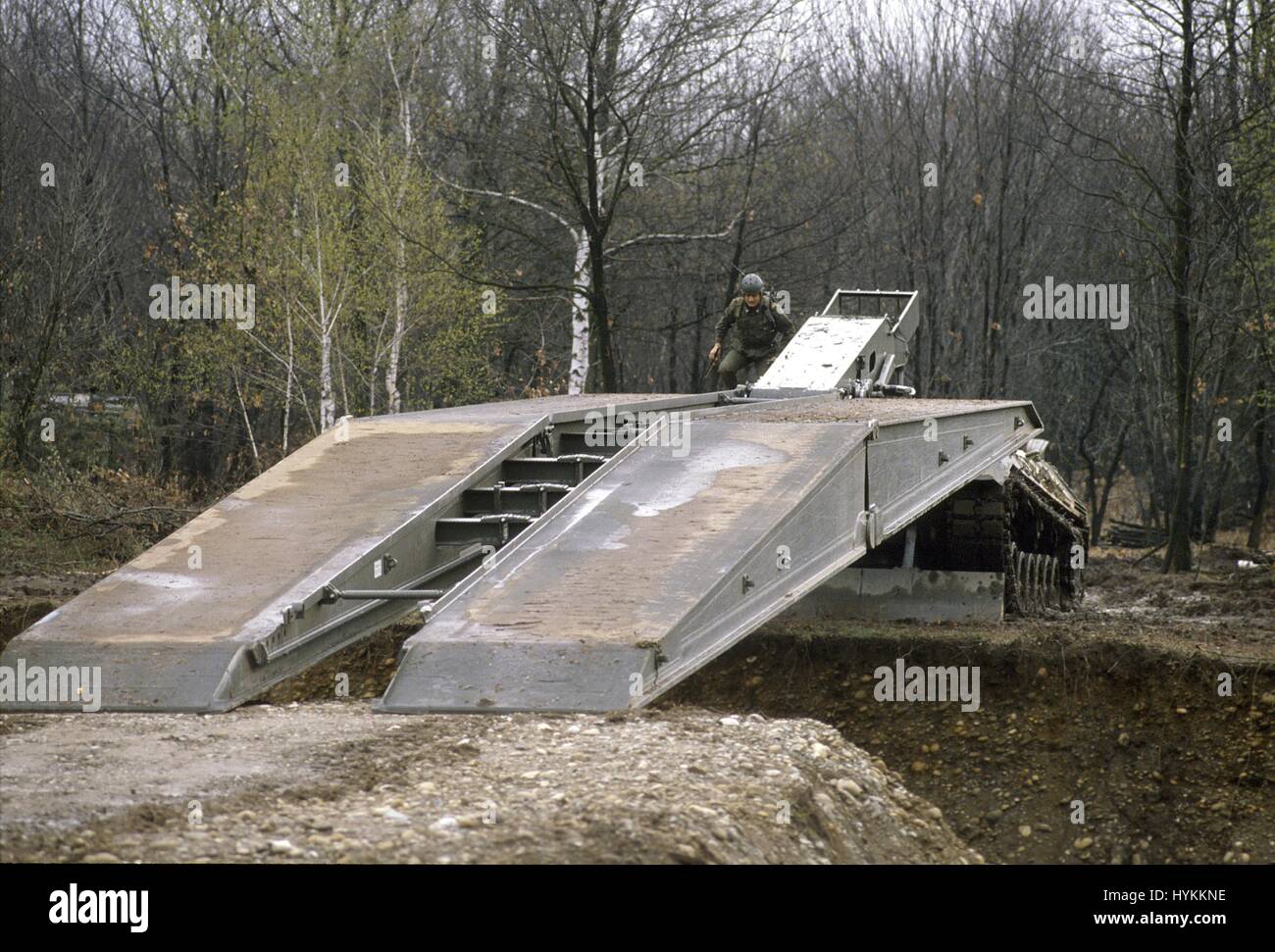 L'Esercito Italiano, Leopard Biber ponte serbatoio dello strato Foto Stock