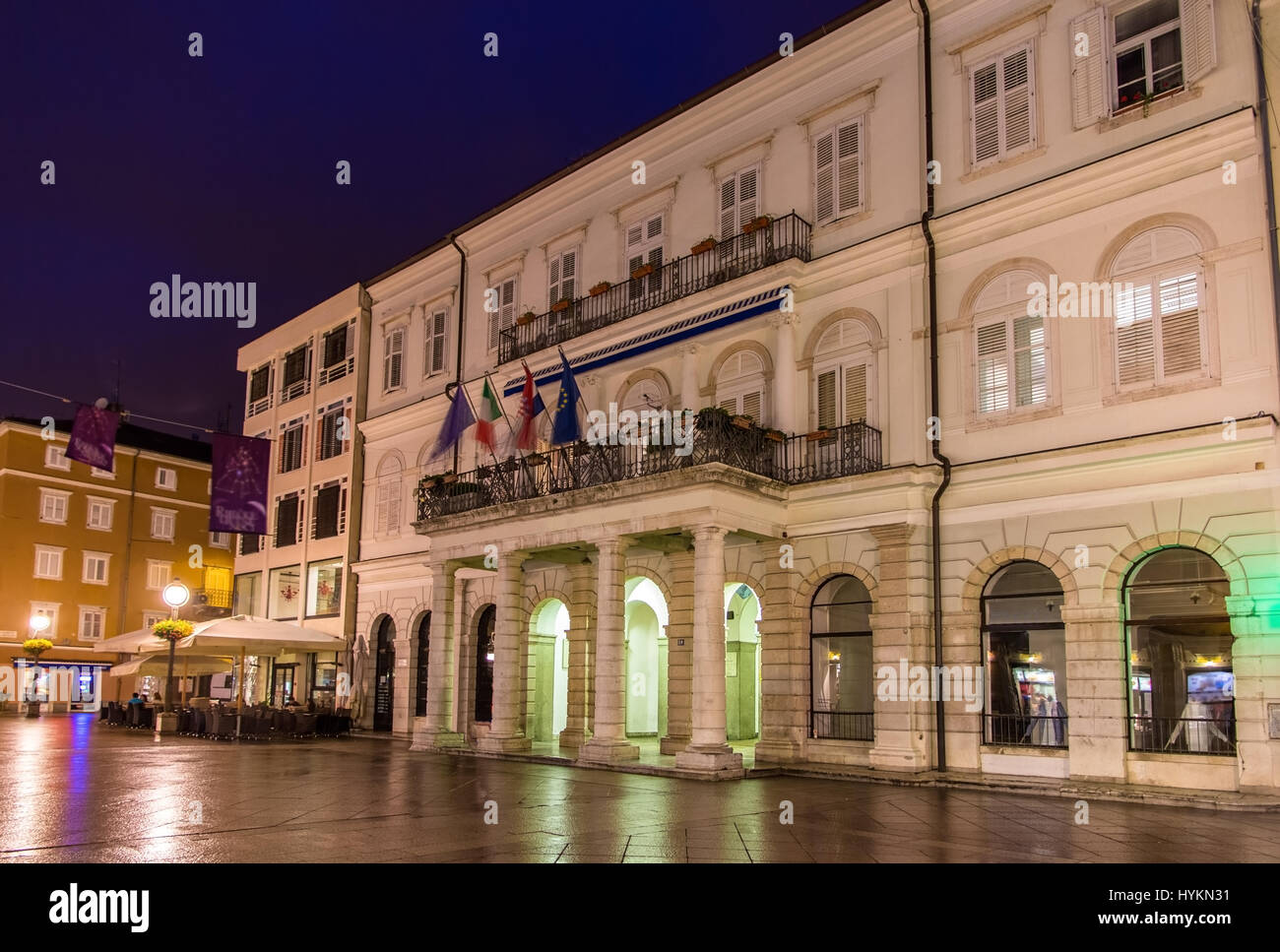 Vista di Rijeka town hall - Croazia Foto Stock
