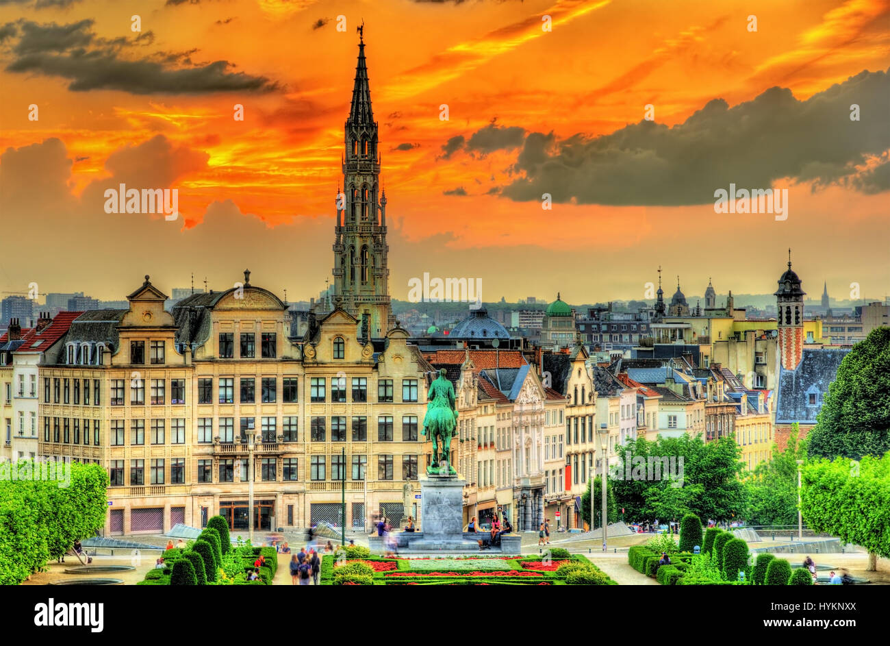 Tramonto spettacolare su Bruxelles - Belgio Foto Stock