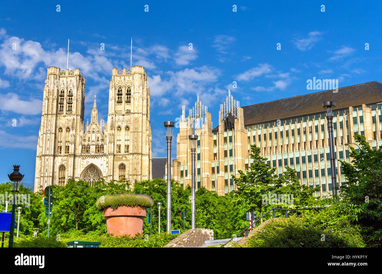 La Cattedrale di San Michele e Santa Gudula a Bruxelles Foto Stock