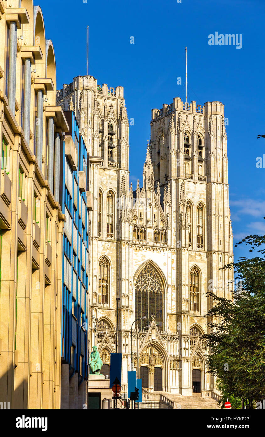 La Cattedrale di San Michele e Santa Gudula a Bruxelles Foto Stock