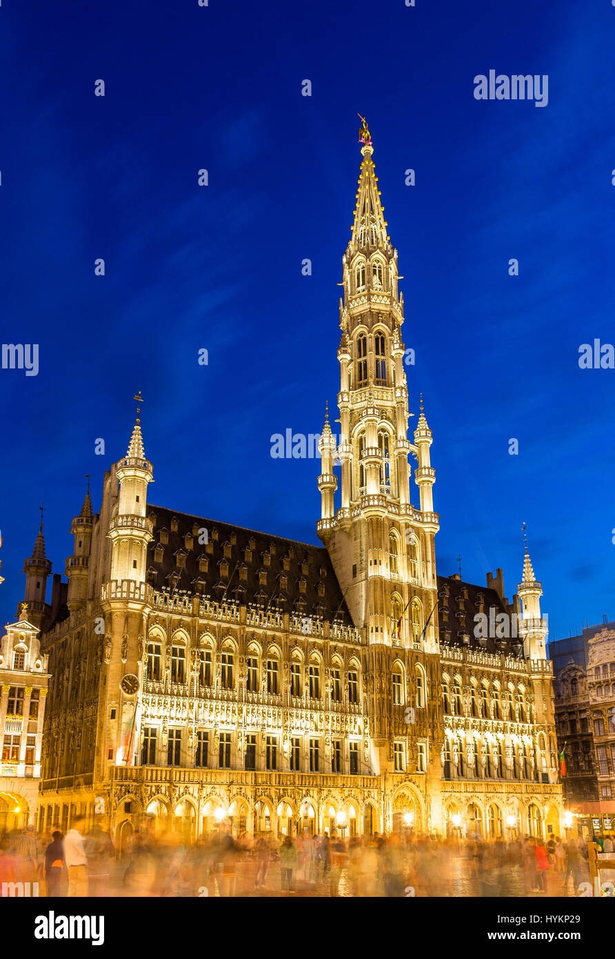 Brussels City Hall di sera - Belgio Foto Stock