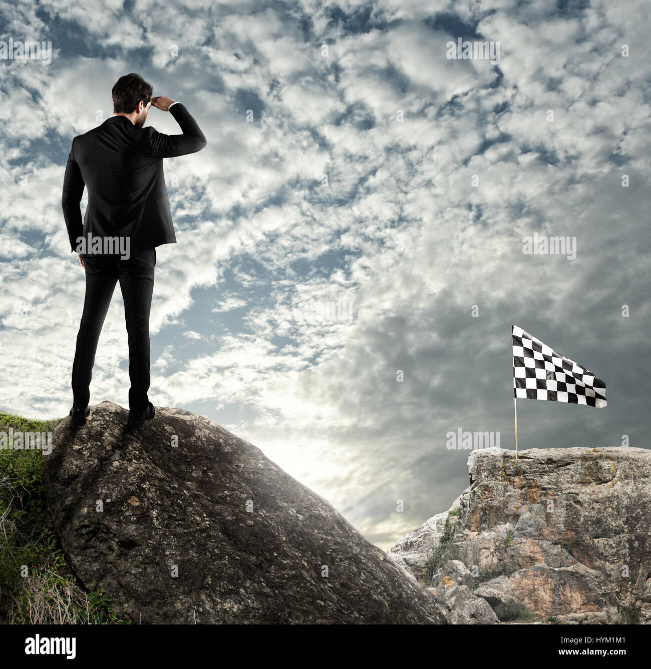 Il concetto di business di imprenditore a superare i problemi Foto Stock