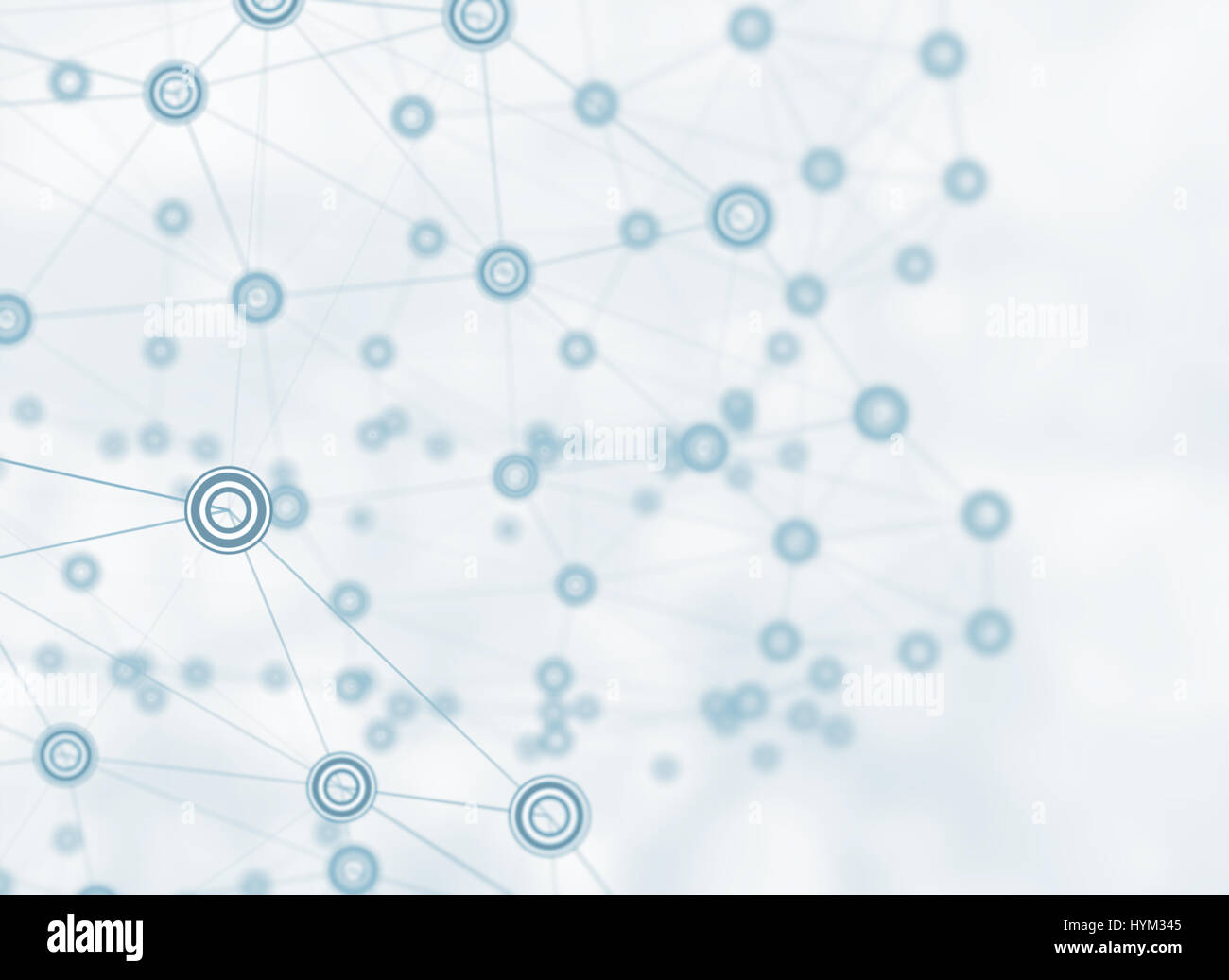 Network 3d illustrazione cerchi blu collegato Foto Stock