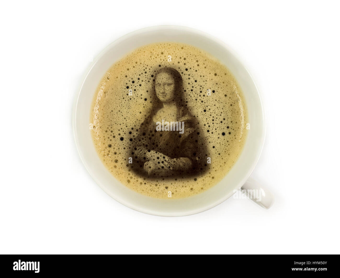 Mona Lisa in schiuma di caffè Foto Stock