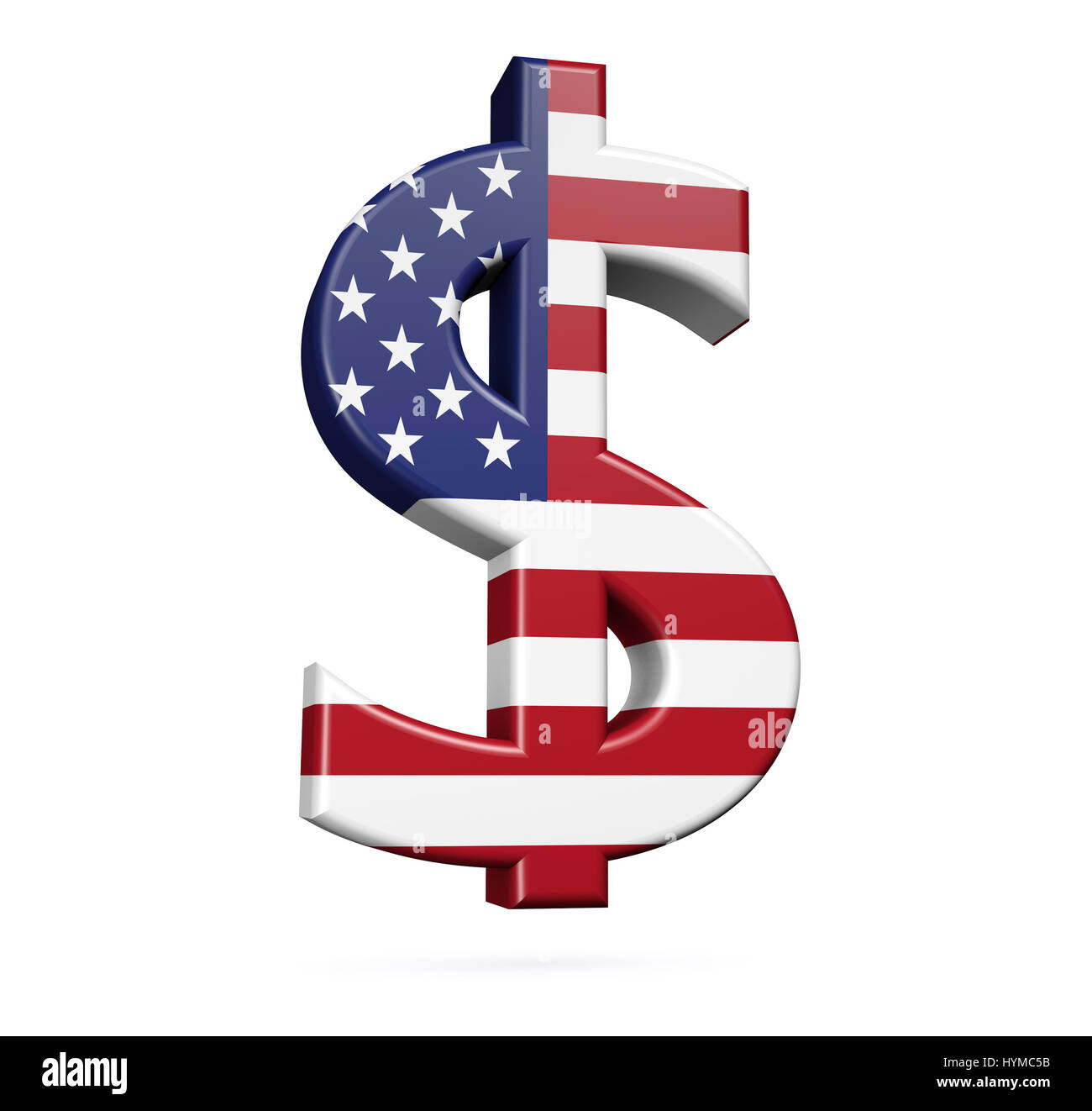 Bandiera degli Stati Uniti sul dollaro icona segno isolato su sfondo bianco 3D'illustrazione. Foto Stock