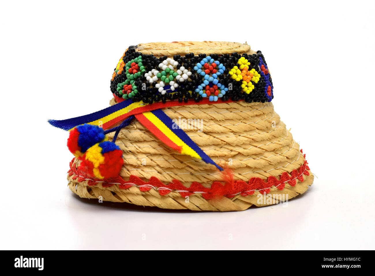 Maramures tradizionale hat su sfondo bianco Foto Stock