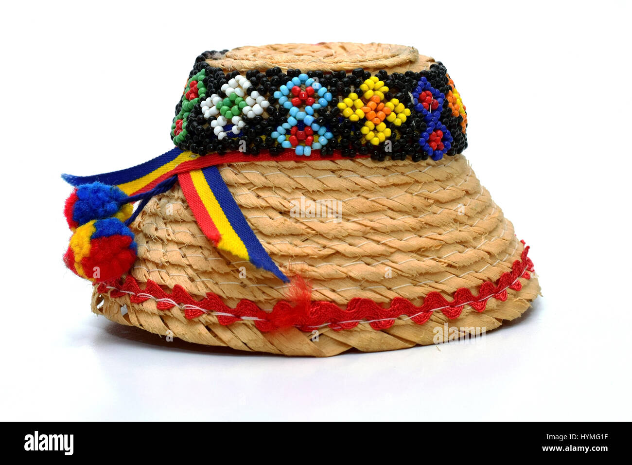 Maramures tradizionale hat su sfondo bianco Foto Stock