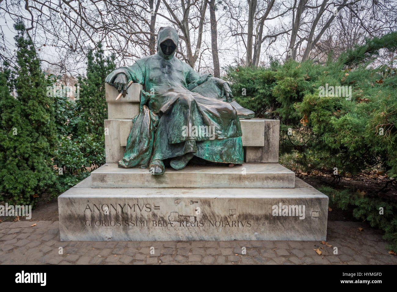 Statua di anonimo, Castello Vajdahunyad, Budapest, Ungheria. Foto Stock