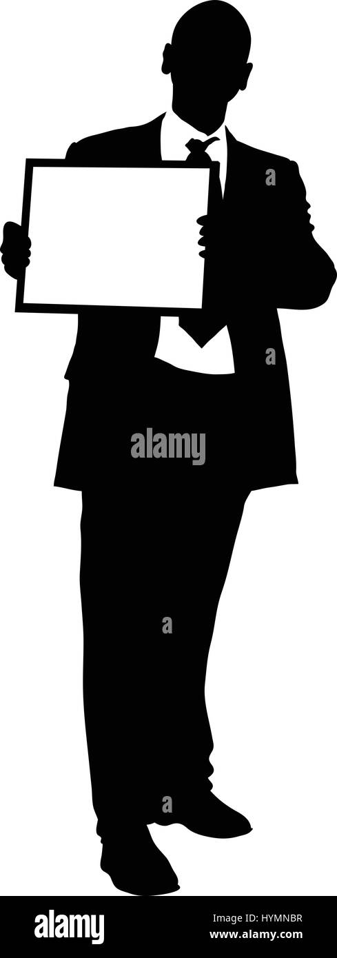 Una silhouette di un imprenditore trattenere uno sbozzato cornice immagine. Illustrazione Vettoriale