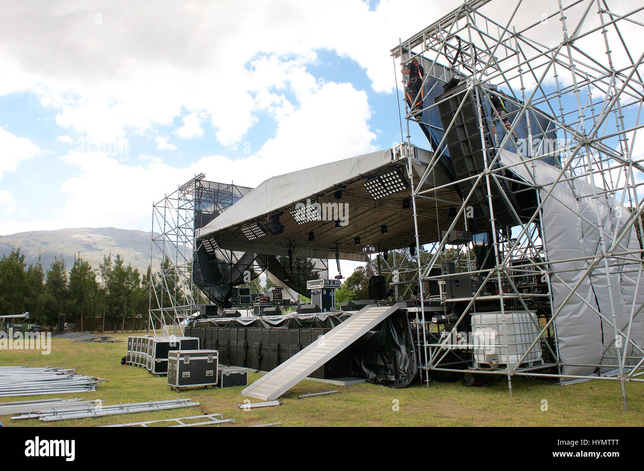 Outdoor festival concert stadio principale impostato Foto Stock