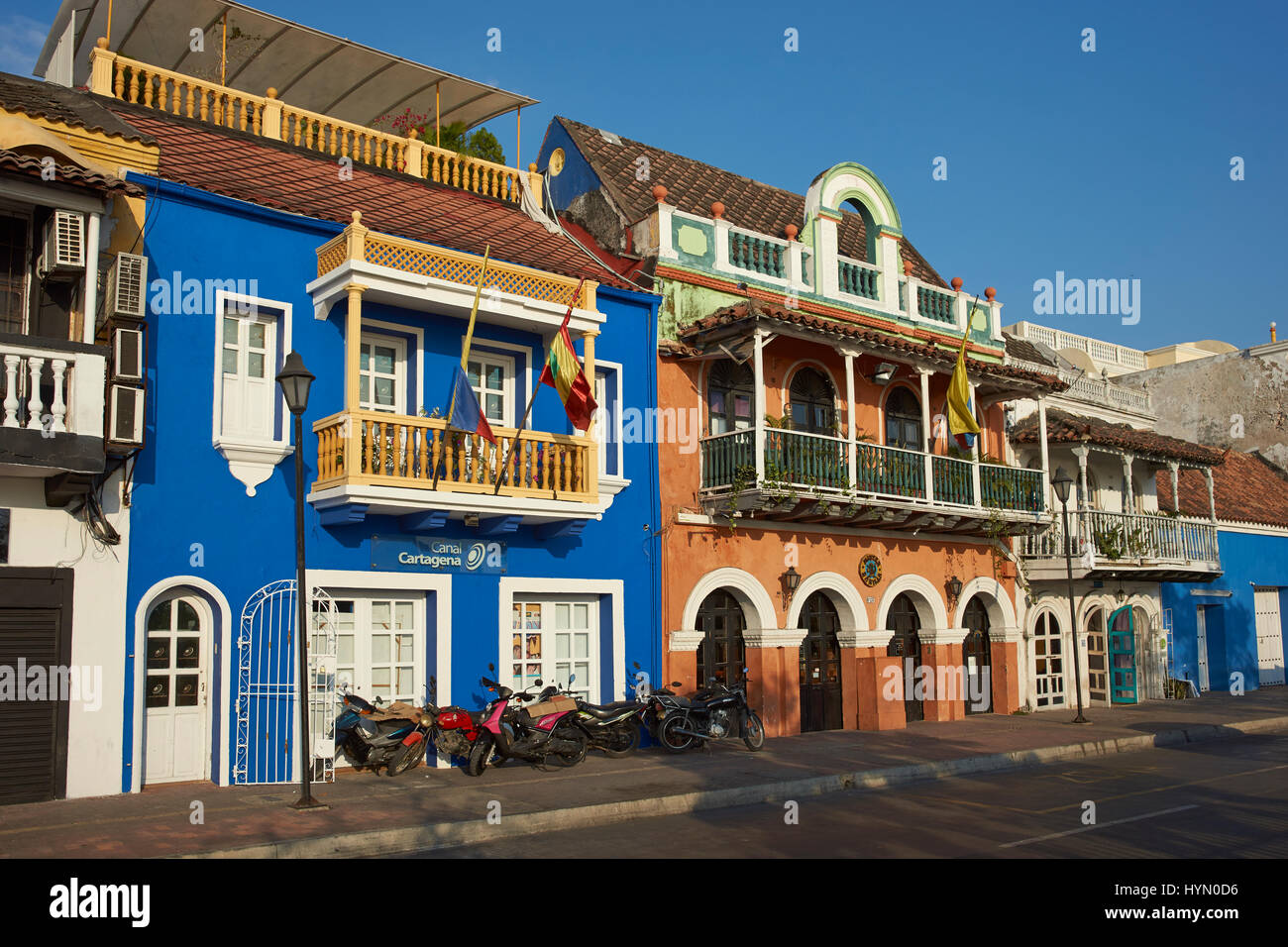 Stile Spagnolo tradizionale edificio coloniale in Getsemini area del centro storico della città di Cartagena in Colombia. Foto Stock