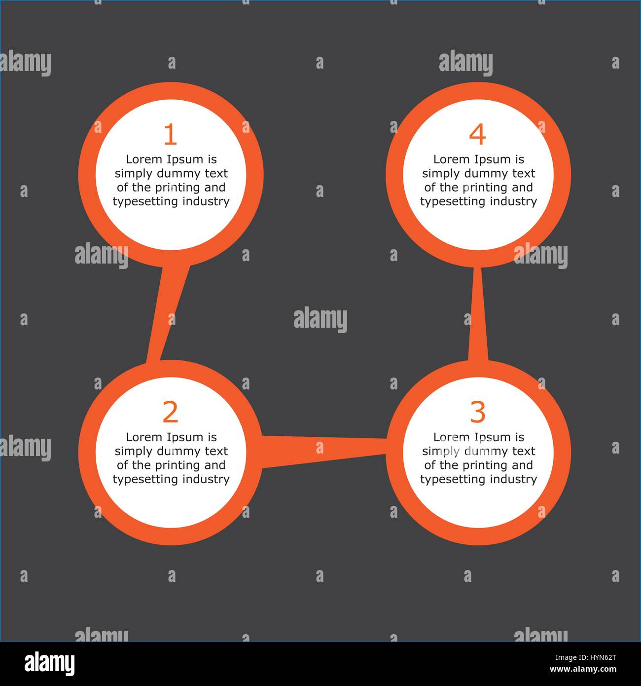 Quattro fasi cerchi una infografica, il flusso di lavoro aziendale Illustrazione Vettoriale