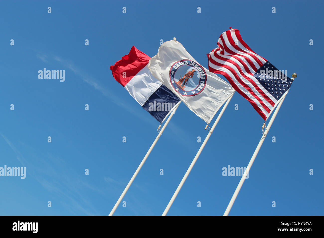 Bandiere in Omaha Beach (Francia). Foto Stock