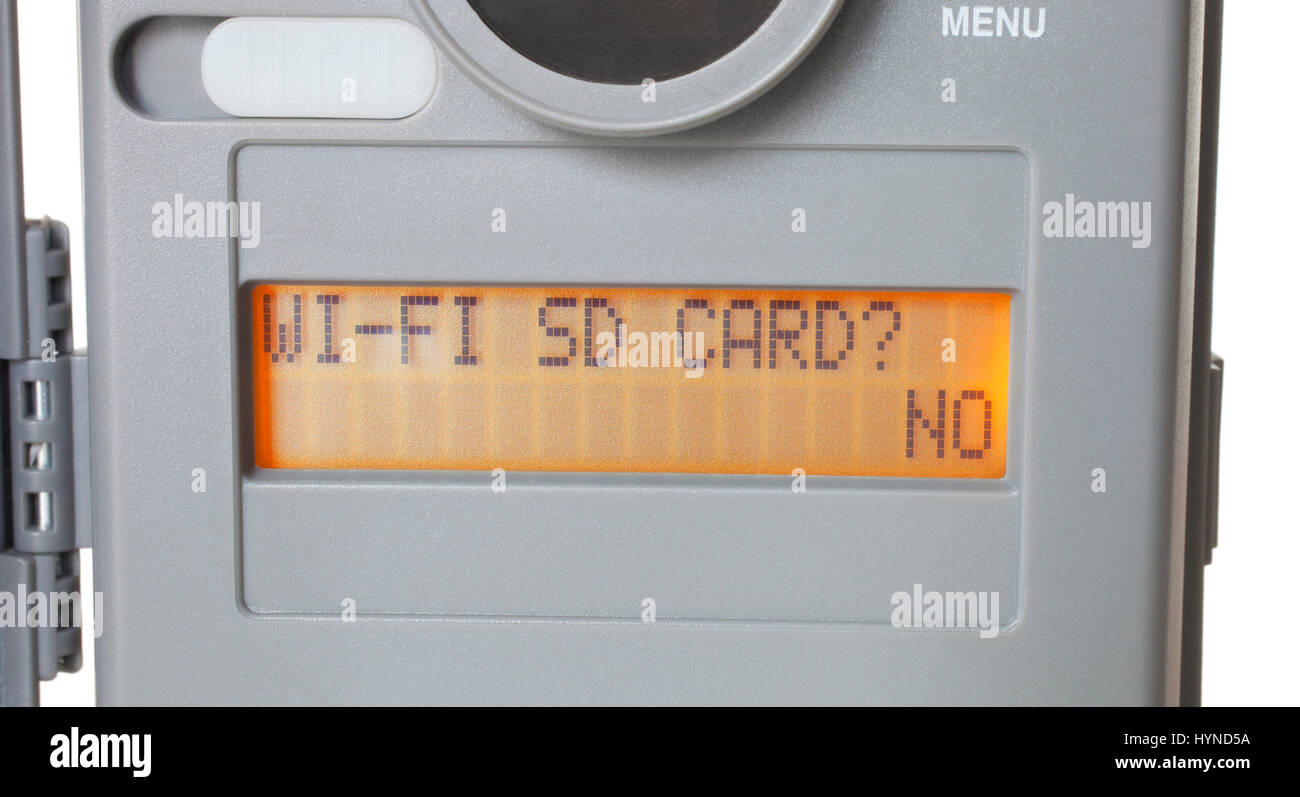 Menu su una telecamera di sicurezza che consente la trasmissione wireless Foto Stock