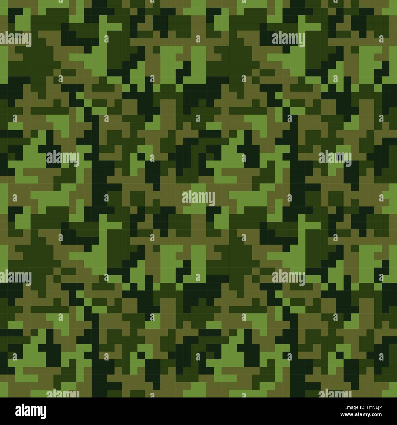 Pixel camo seamless pattern. Verde bosco camuffamento. Illustrazione Vettoriale