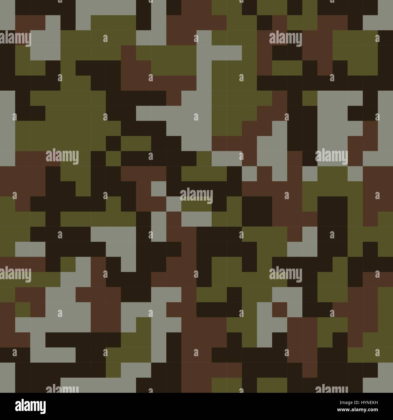 Pixel camo seamless pattern. Foresta marrone camouflage. Illustrazione Vettoriale