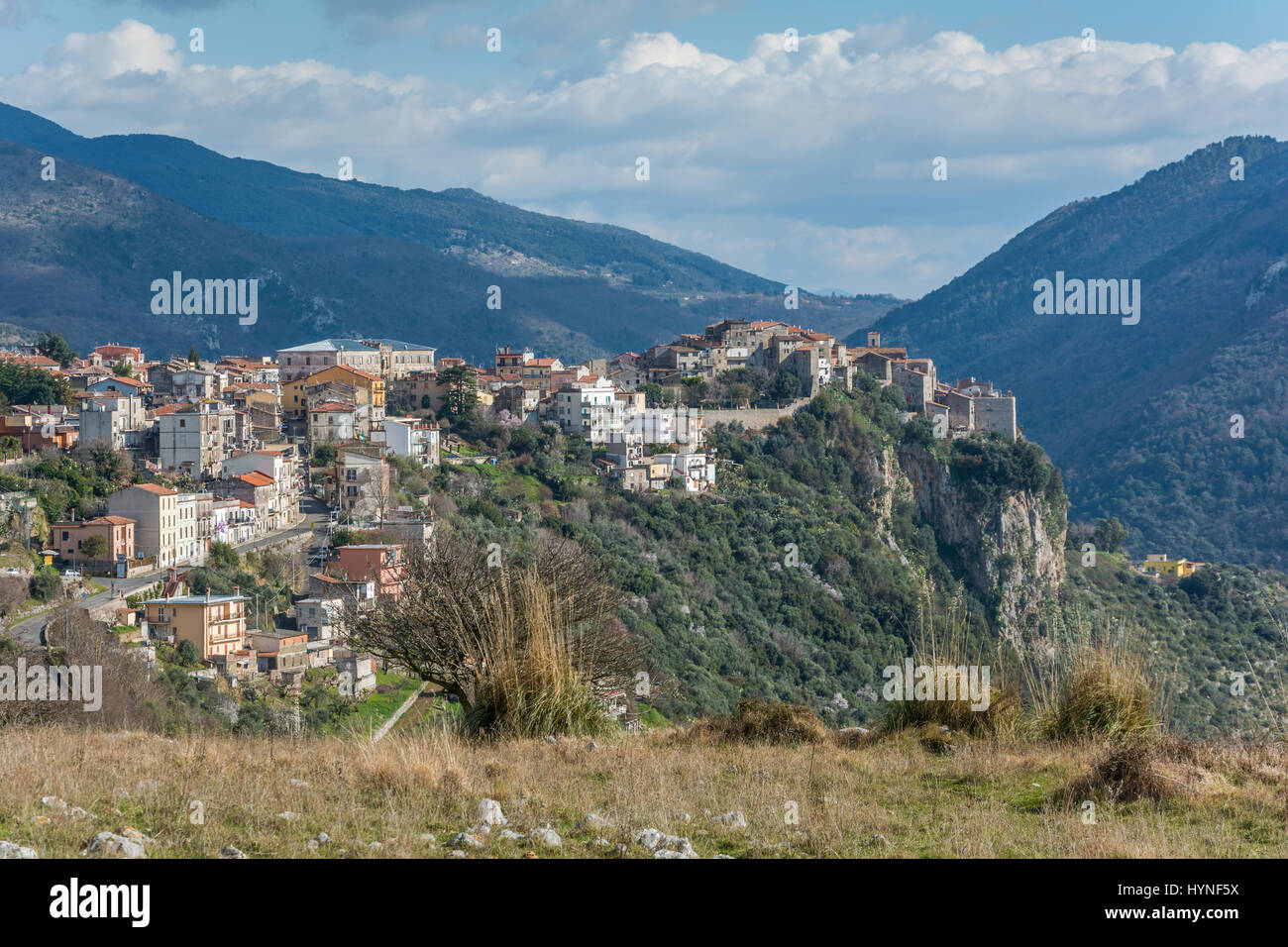 Vista panoramica della norma, la provincia di Latina, Lazio, Italia Foto Stock